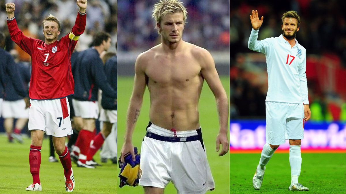 Thân hình của David Beckham khi còn trẻ (Ảnh: The Sun)