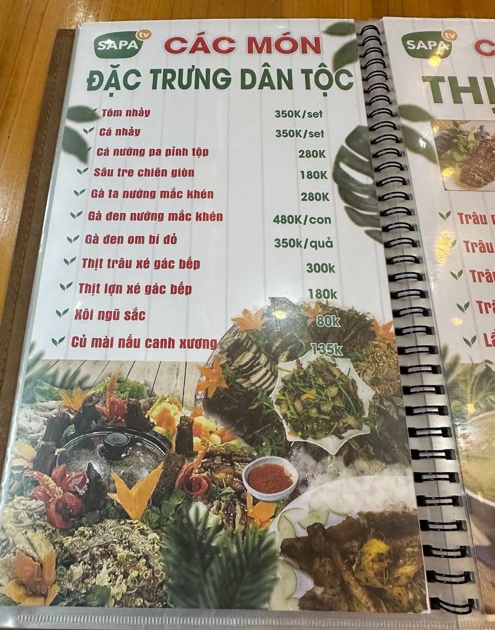 Thực đơn của nhà hàng đa dạng các món đặc sản Tây Bắc. Ảnh: Google Review