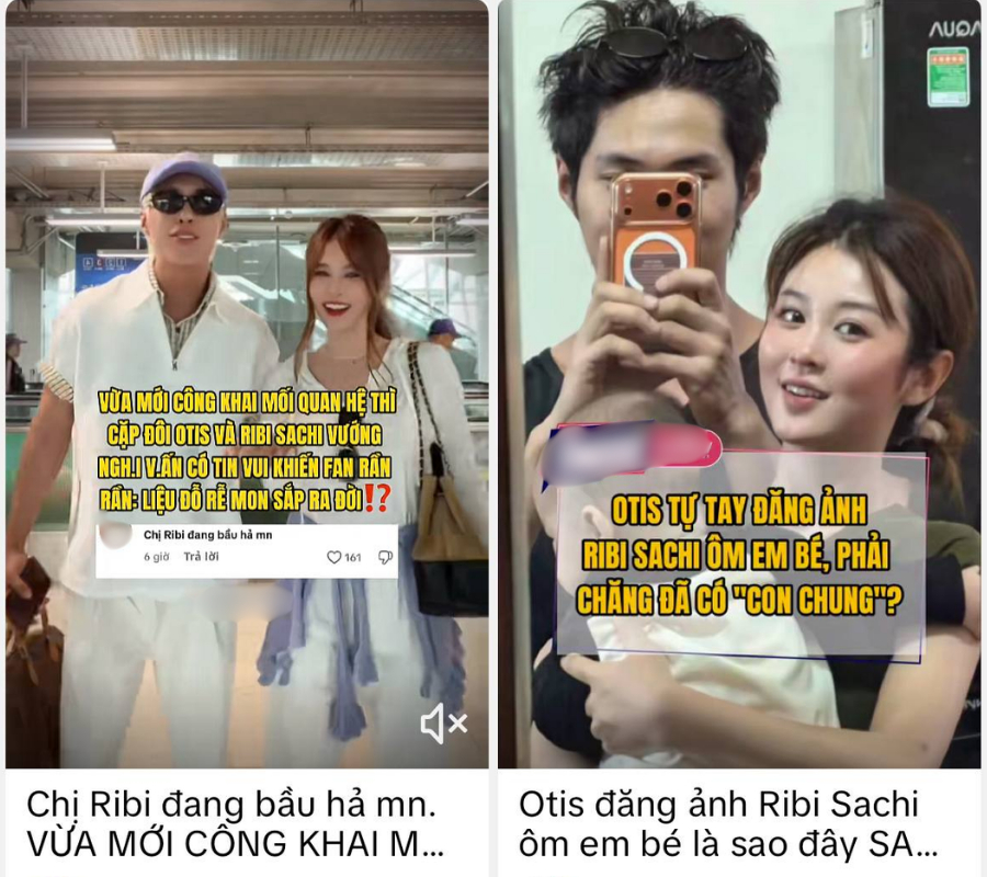 Tin đồn Ribi Sachi có bầu. Ảnh chụp màn hình MXH.