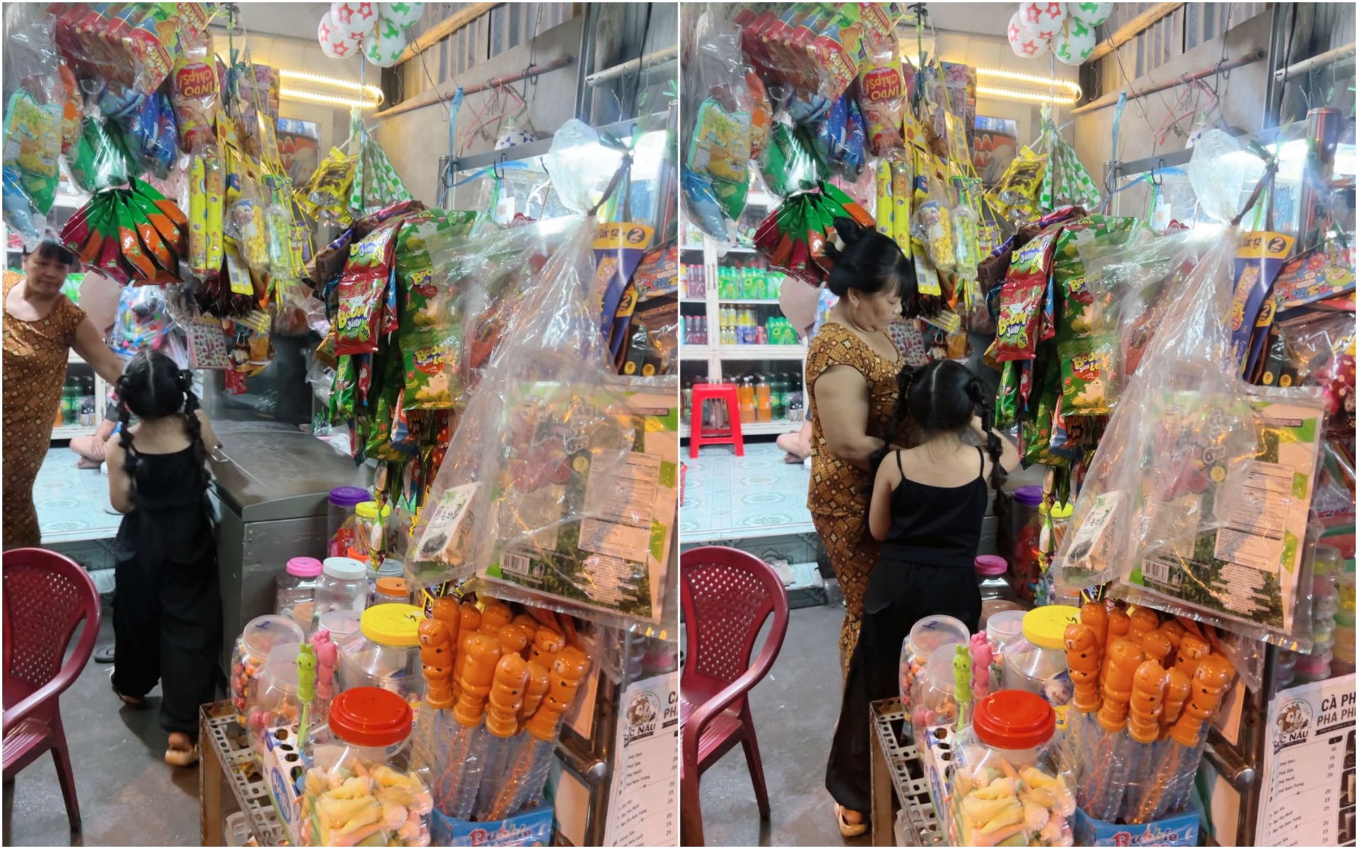 Gia đình cô bé và bà bán tạp hóa vốn quen biết, mọi khoản 