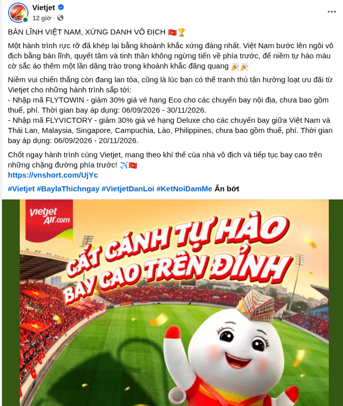 Vietjet tiếp tục tung chương trình ưu đãi dành cho hành khách nhân dịp đặc biệt này.