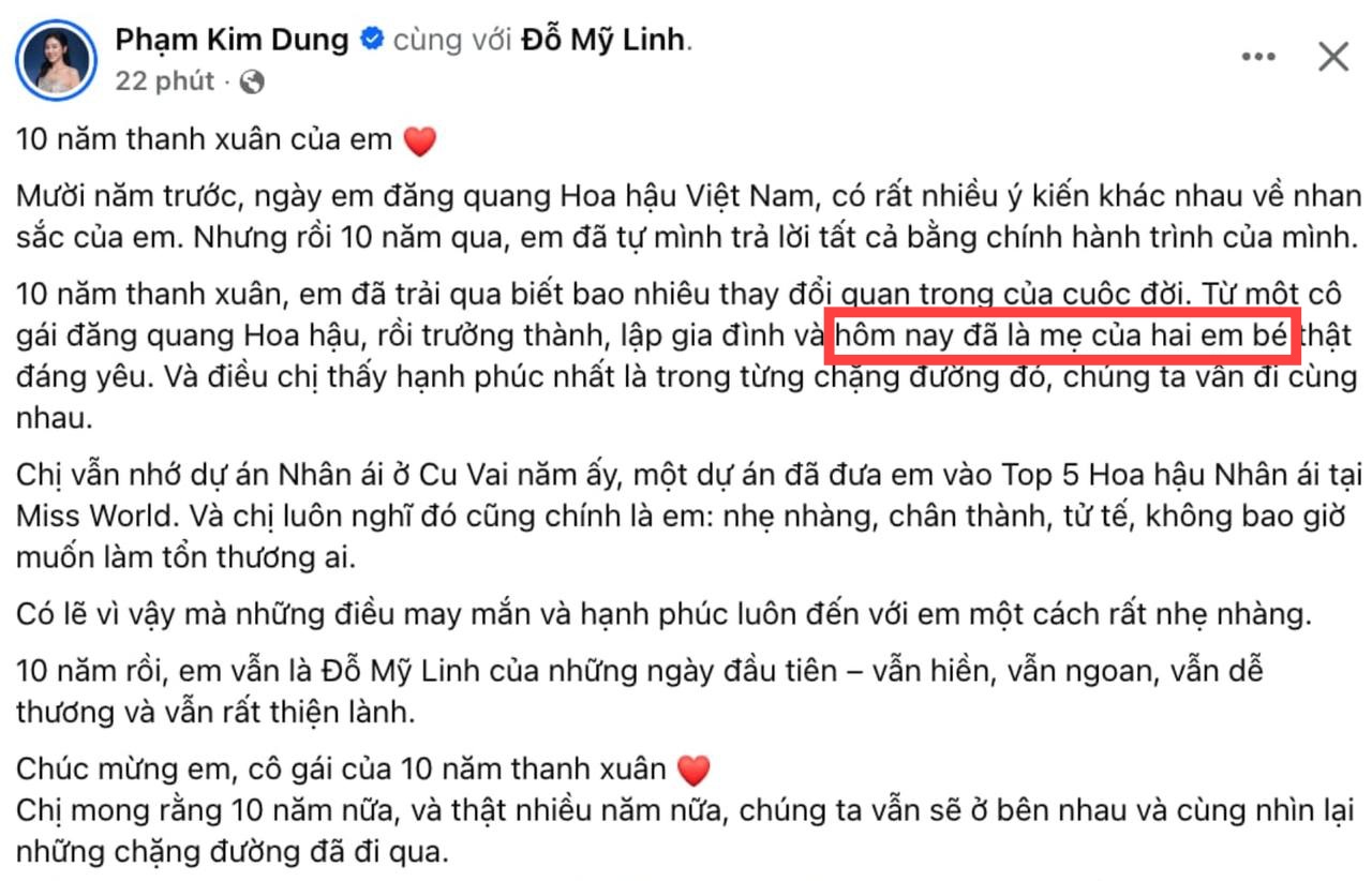 Bà Phạm Kim Dung bất ngờ xác nhận Đỗ Mỹ Linh đã làm mẹ 2 con