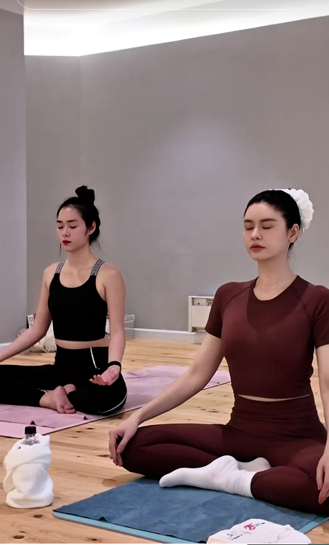 Nhiều người nổi tiếng tập yoga nóng. Trong hình là Diệp Bảo Ngọc và Trương Quỳnh Anh. Ảnh: TikTok NV.