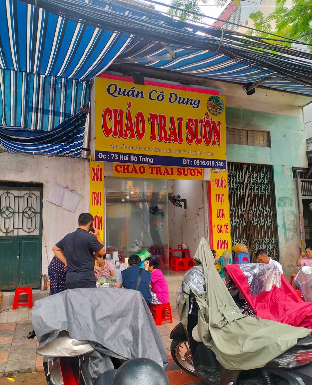 Quán cháo vô tình viral đó là cháo sườn cô Dung, nằm tại số 73 Hai Bà Trưng, Lê Chân, Hải Phòng. 