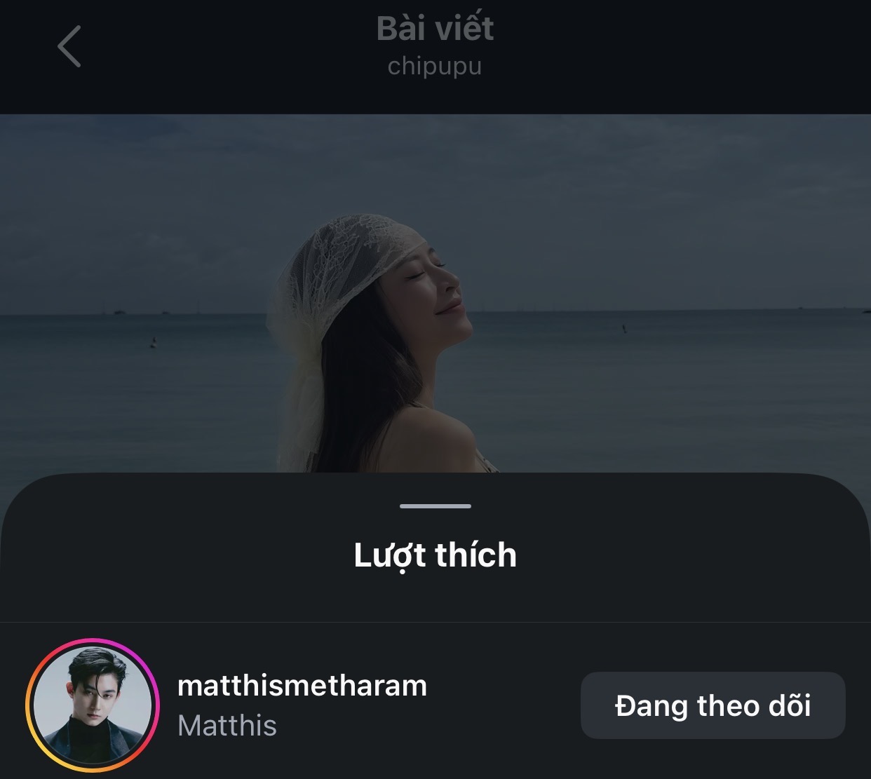 Dưới bài đăng, cư dân mạng phát hiện Matthis vẫn giữ thói quen thả tim ảnh Chi Pu