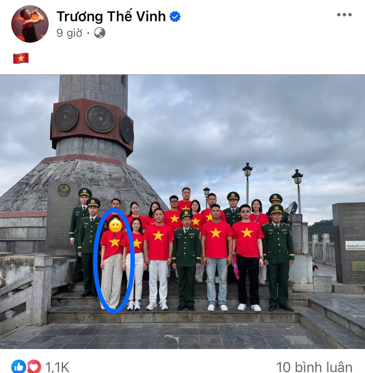 Trương Thế Vinh đăng ảnh ở cột cờ Lũng Cú nhưng che mặt một cô gái 