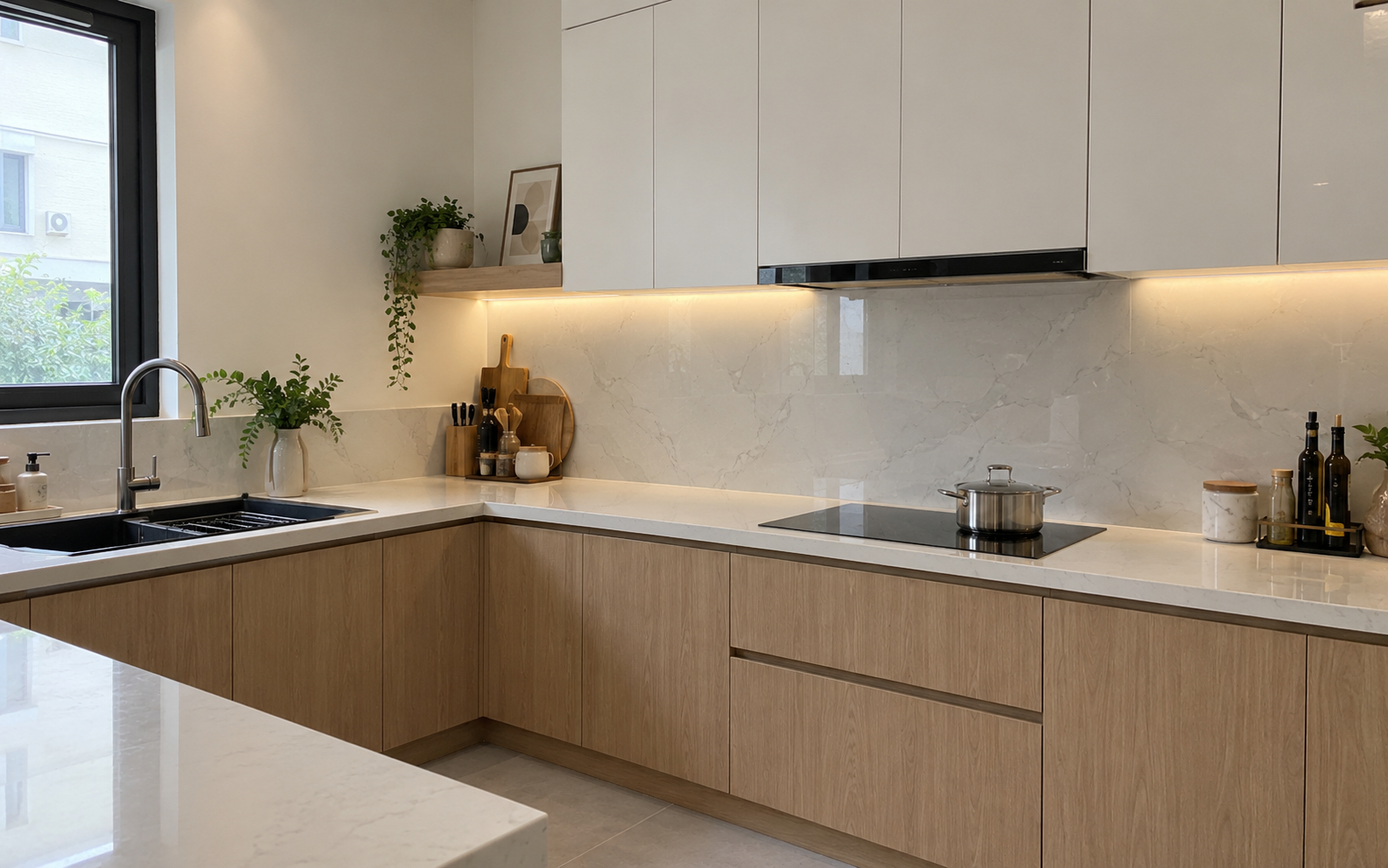 Vì sao ngày càng nhiều gia đình không còn ốp gạch kín tường bếp? 1 cách làm giúp bếp thoáng mắt, dễ vệ sinh đang trở thành xu hướng mới