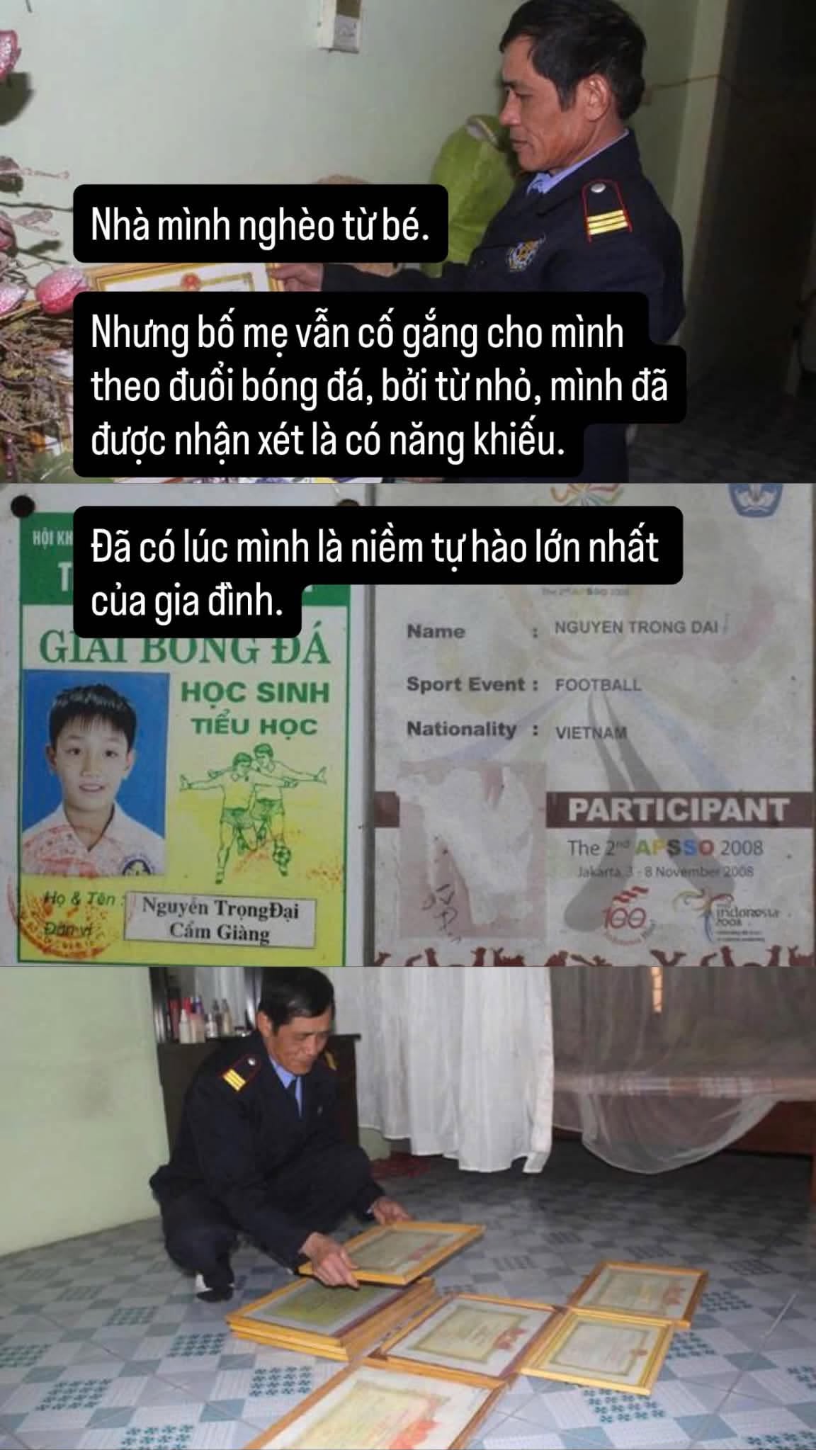 Trọng Đại cho biết hoàn cảnh gia đình khó khăn nhưng may mắn đươc bố mẹ ủng hộ theo đuổi đam mê. Ảnh: FBNV.