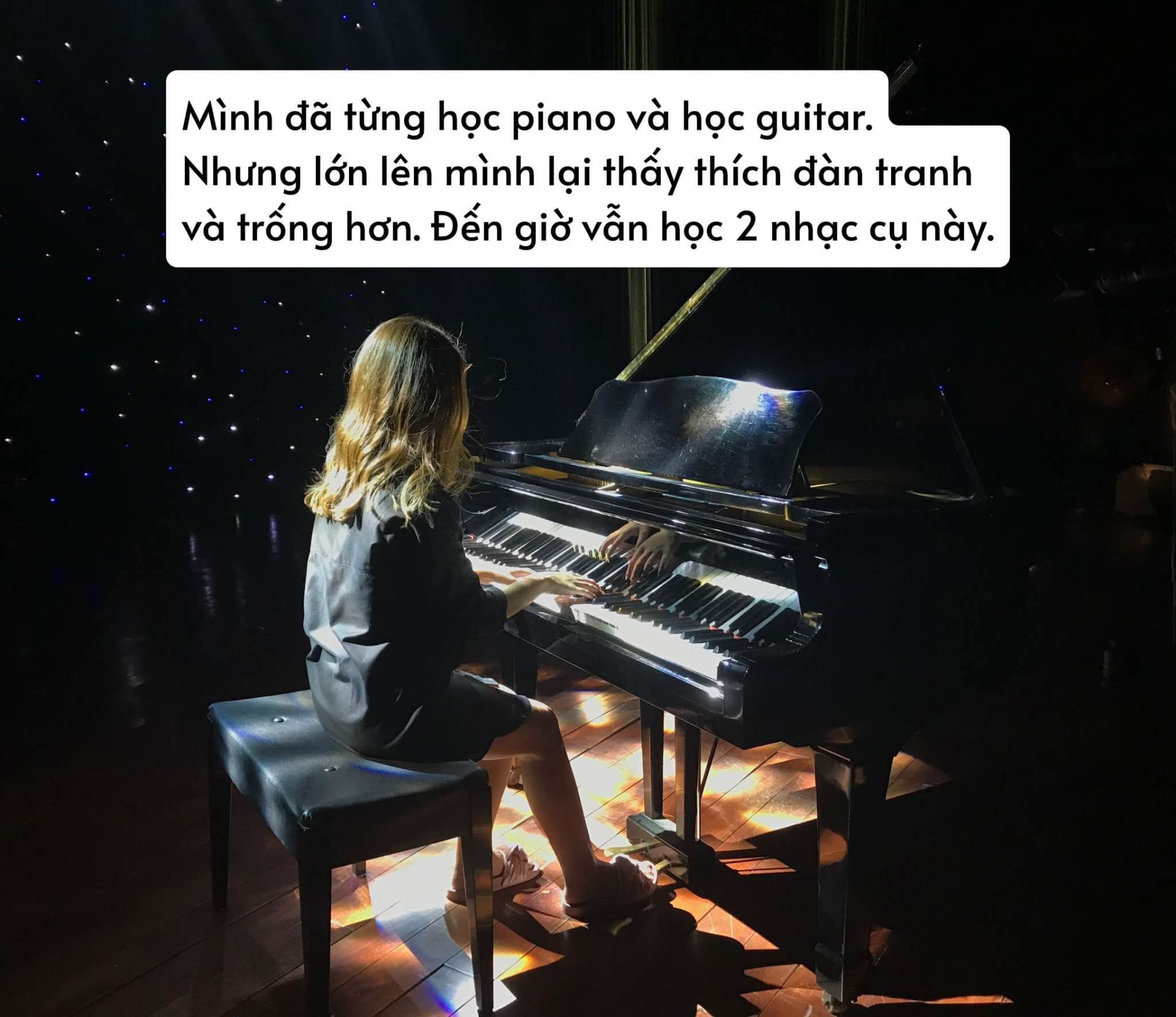 Cô biết chơi nhiều loại nhạc cụ