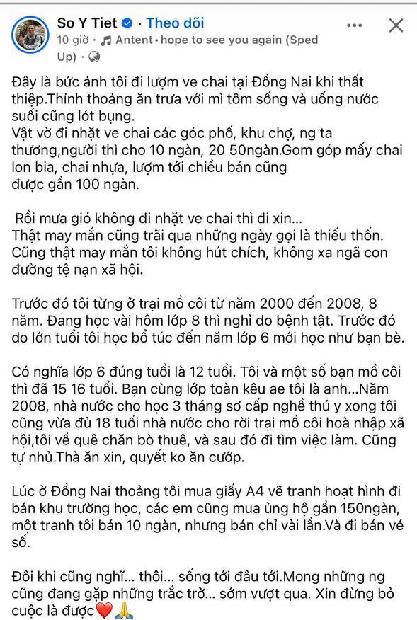 Bài đăng chia sẻ của Sô Y Tiết mới đây