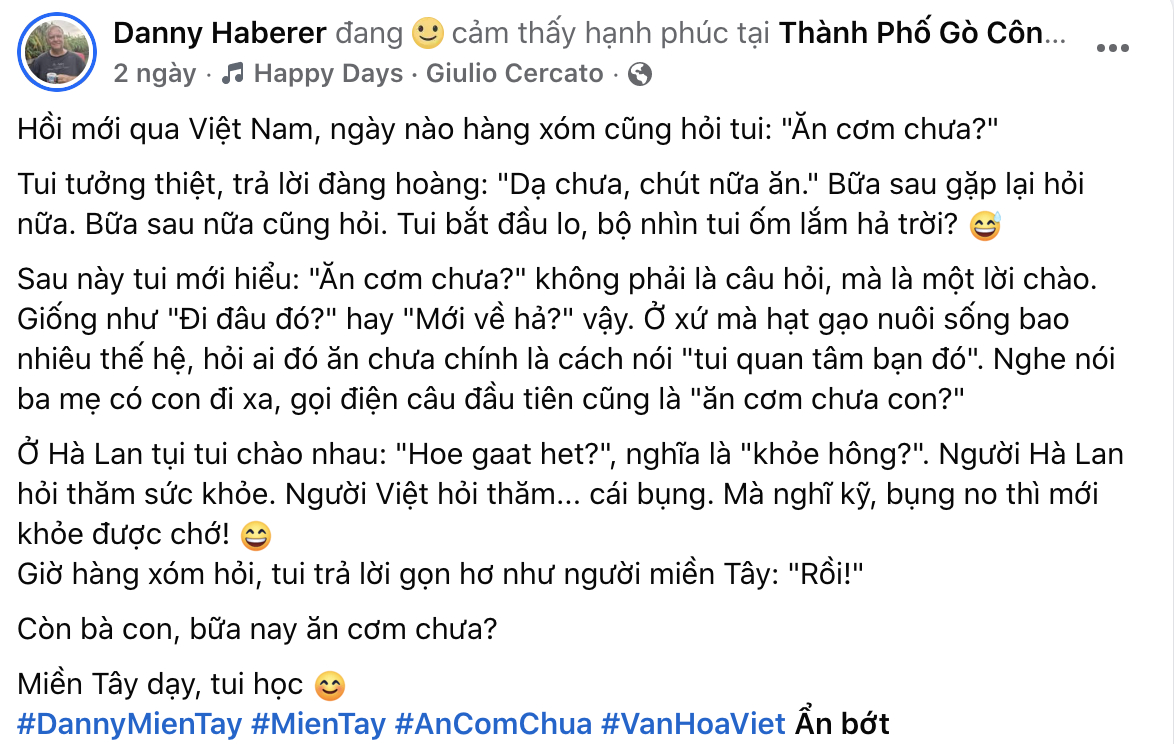 Chia sẻ của Danny Haberer