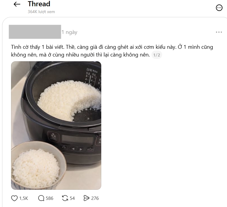 Chia sẻ của P. gây tranh cãi. Ảnh chụp màn hình Threads.