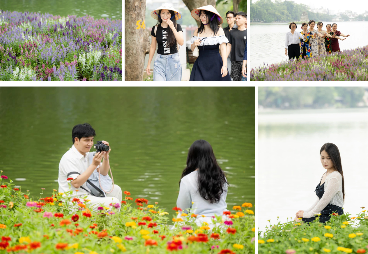 “Quyết không để các nàng thơ nhàm chán”: Hồ Gươm lại thay thảm hoa mới, Hà Nội dạo này thơ thế nhỉ!