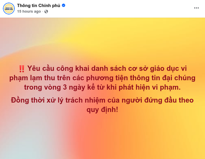 Thông tin được Thông tin Chính phủ đăng tải thu hút sự quan tâm của đông đảo phụ huynh (Ảnh chụp màn hình)