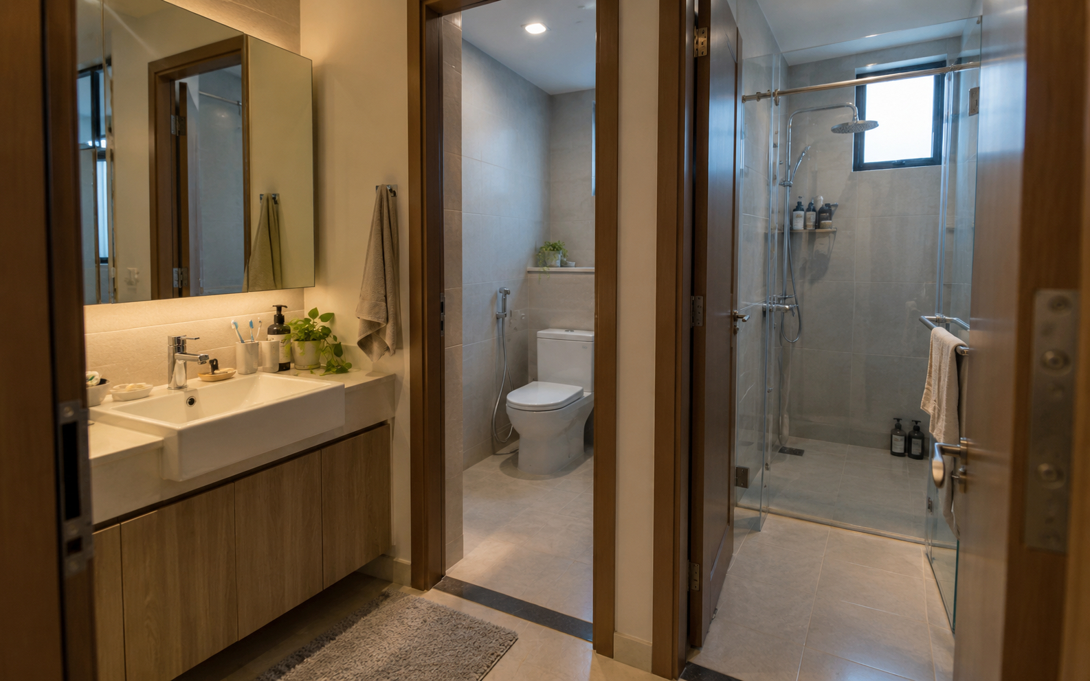 Tại sao ngày càng nhiều gia đình không còn đặt lavabo trong nhà vệ sinh? 2 cách bố trí giúp cả nhà đỡ cảnh phải “chờ nhau”
