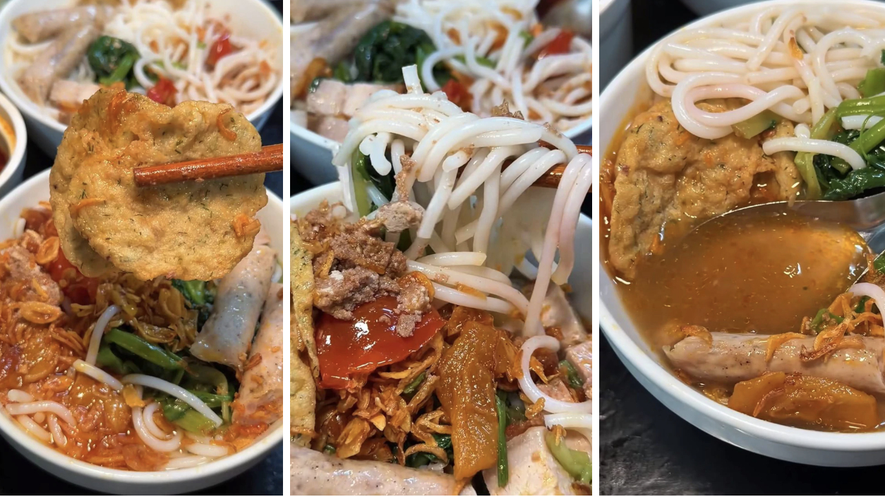 Nếu một bát phở hay nhiều món bún nước khác thường được chan nước gần đầy mặt bát thì canh bún cua chỉ sử dụng một lượng nước vừa đủ