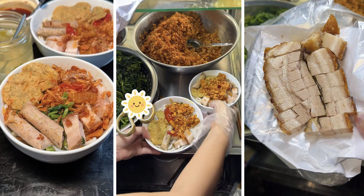 Quán canh bún cua gia truyền ở phố cổ Hà Nội, sợi bún to gấp vài lần bình thường, dùng 5 kg cua đồng cho nồi nước dùng