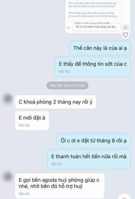 Mai Tím bị hủy với lý do căn hộ “đã khóa phòng 2 tháng nay”.