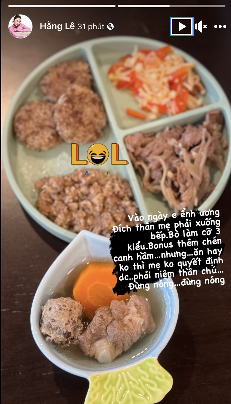 Mẹ bỉm nhiều lần đăng tải những bữa ăn dặm do mình tự tay nấu cho con