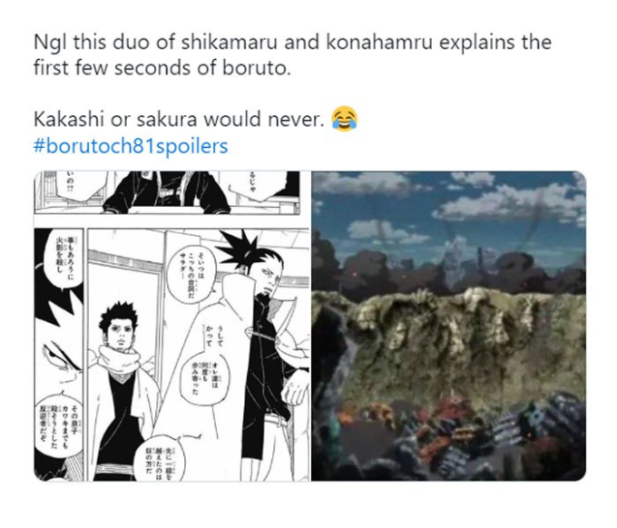 Một cư dân mạng đã rút ra mối liên hệ giữa việc Shikamaru được bổ nhiệm làm Hokage và sự hủy diệt đã được báo trước của Konoha, như đã thấy trong những cảnh mở đầu của anime Boruto.
