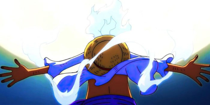 Luffy thức tỉnh Gear 5 có được sức mạnh của Thần mặt trời Nika.