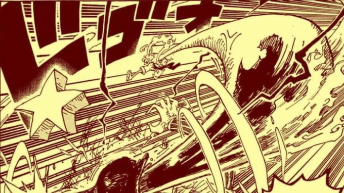 Luffy Gear 5 dùng Gomu Gomu no Star Gun tấn công đô đốc Kizaru