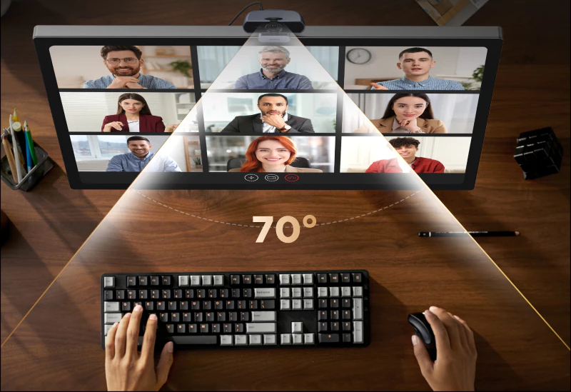 Webcam hỗ trợ độ phân giải cao, góc nhìn 70°, tự động lấy nét PDAF và có vỏ che ống kính để bảo vệ quyền riêng tư.