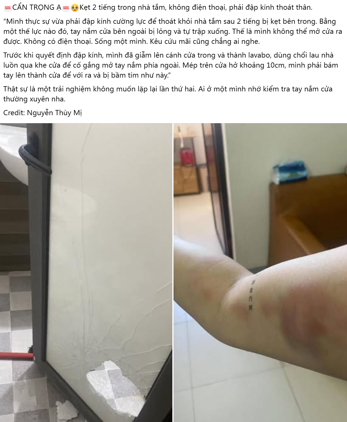 Tình huống kẹt trong nhà tắm dễ xảy ra với những người ở một mình.