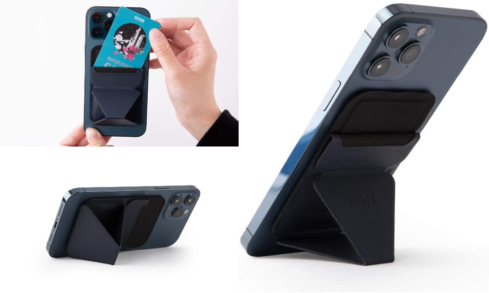 Ví từ tính kiêm giá đỡ điện thoại.