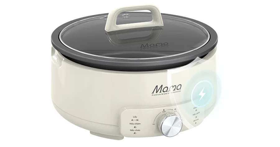 Lẩu điện 4L Sunhouse Mama SHD4548 - 1500W, 5 chức năng, chống dính Flead 2 lớp