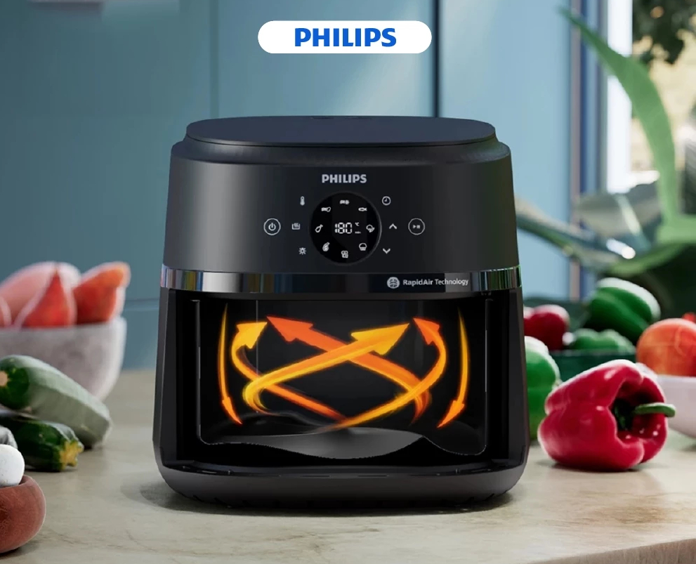 Nồi chiên không dầu Philips NA230/00 6.2 lít, cửa sổ kính