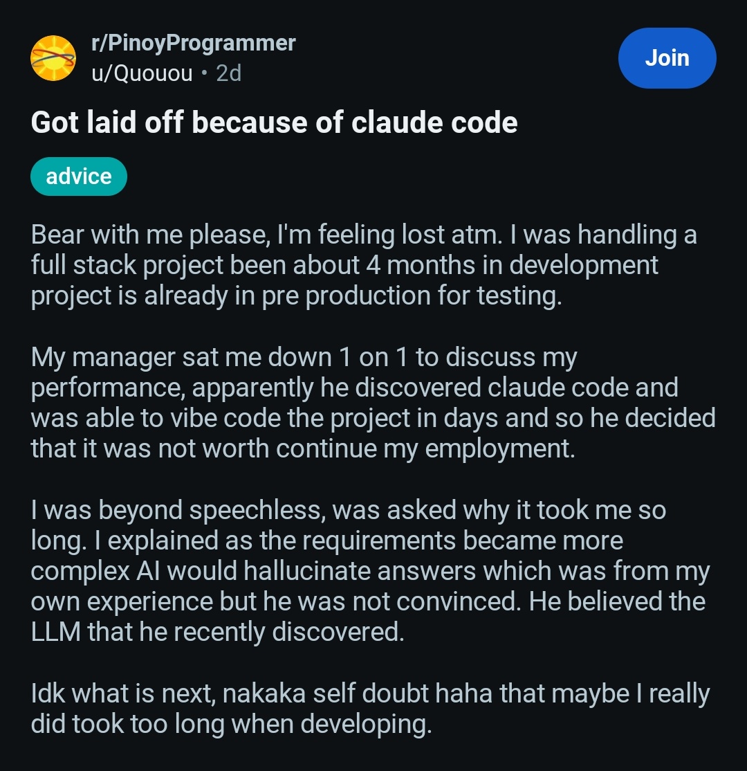 Bài đăng trên Reddit của nhà phát triển mới bị sa thải