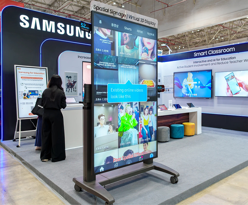 Spatial 3D Signage được Samsung giới thiệu như giải pháp hiển thị 3D không cần kính cho nội dung giáo dục và trình diễn trực quan