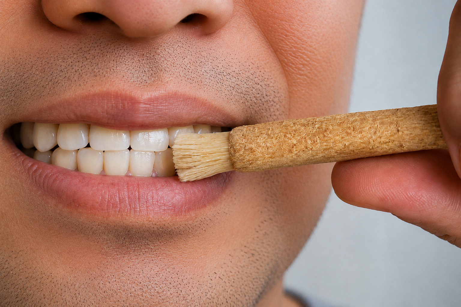 Miswak có thể dùng bằng cách dùng để chà lên bề mặt răng hoặc nhai trong miệng.