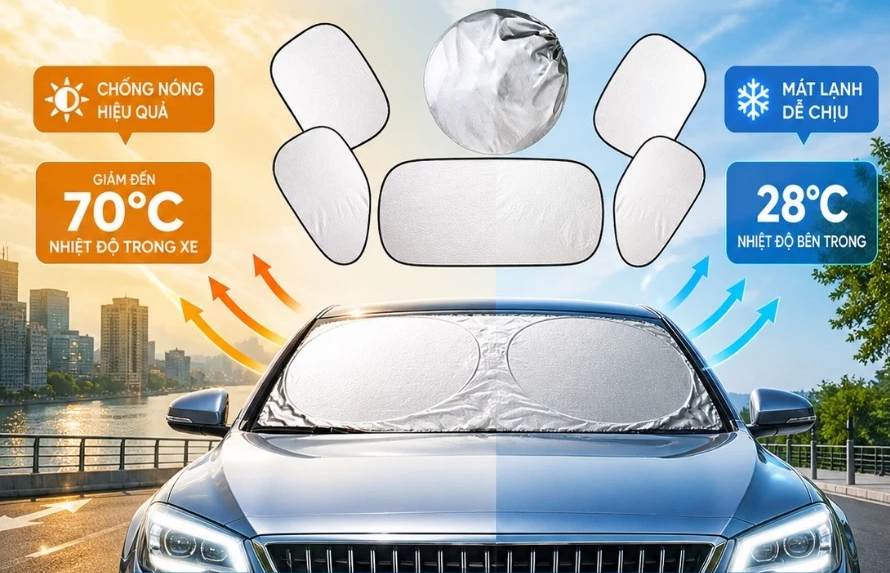Bộ rèm chống nắng 6 món che full kính ô tô