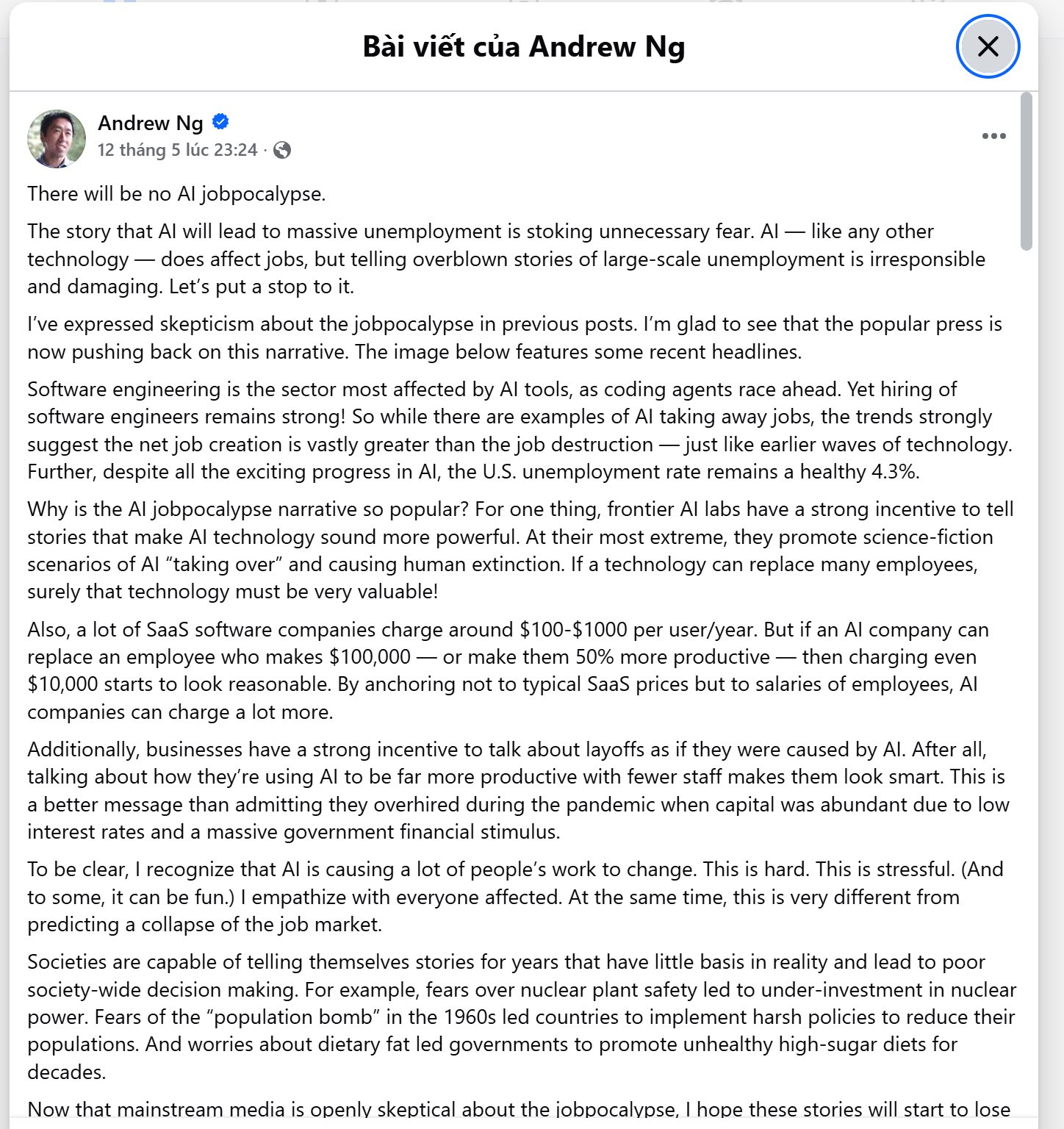 Bài viết của ông Andrew Ng