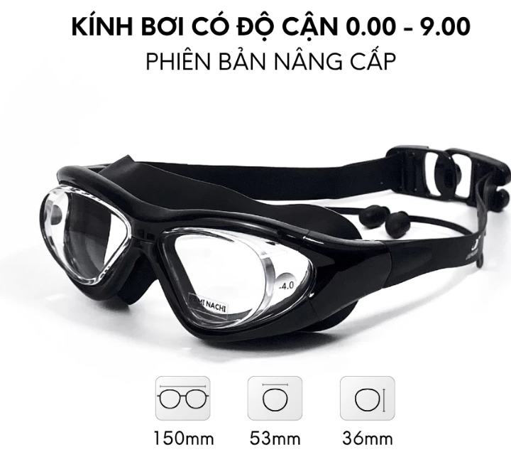 Kính bơi cận nâng cấp cho người lớn có độ cận từ 1.5 đến 9.0 Kami Nachi