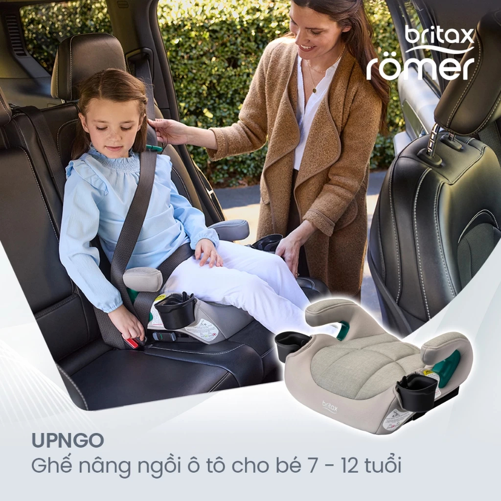 Ghế nâng Britax Romer UpNGo cho bé từ 18 - 54kg có 2 cách lắp đặt phù hợp với nhiều dòng xe. Latch (chuẩn neo ghế trẻ em tại Mỹ, chức năng tương tự Isofix ở châu Âu) và dây an toàn 3 điểm của xe hoặc chỉ sử dụng dây an toàn 3 điểm của xe.