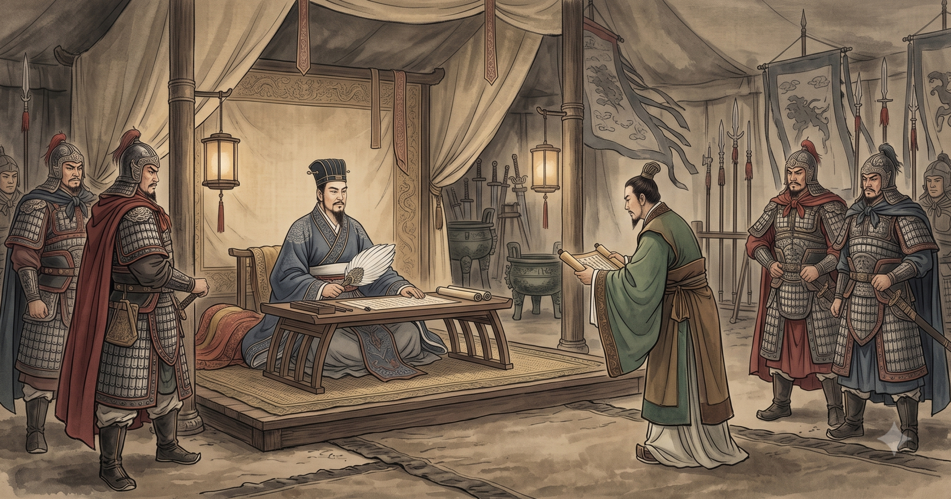 Sứ giả mang lời khiêu chiến tới cho Tư Mã Ý - Ảnh minh họa bằng AI.