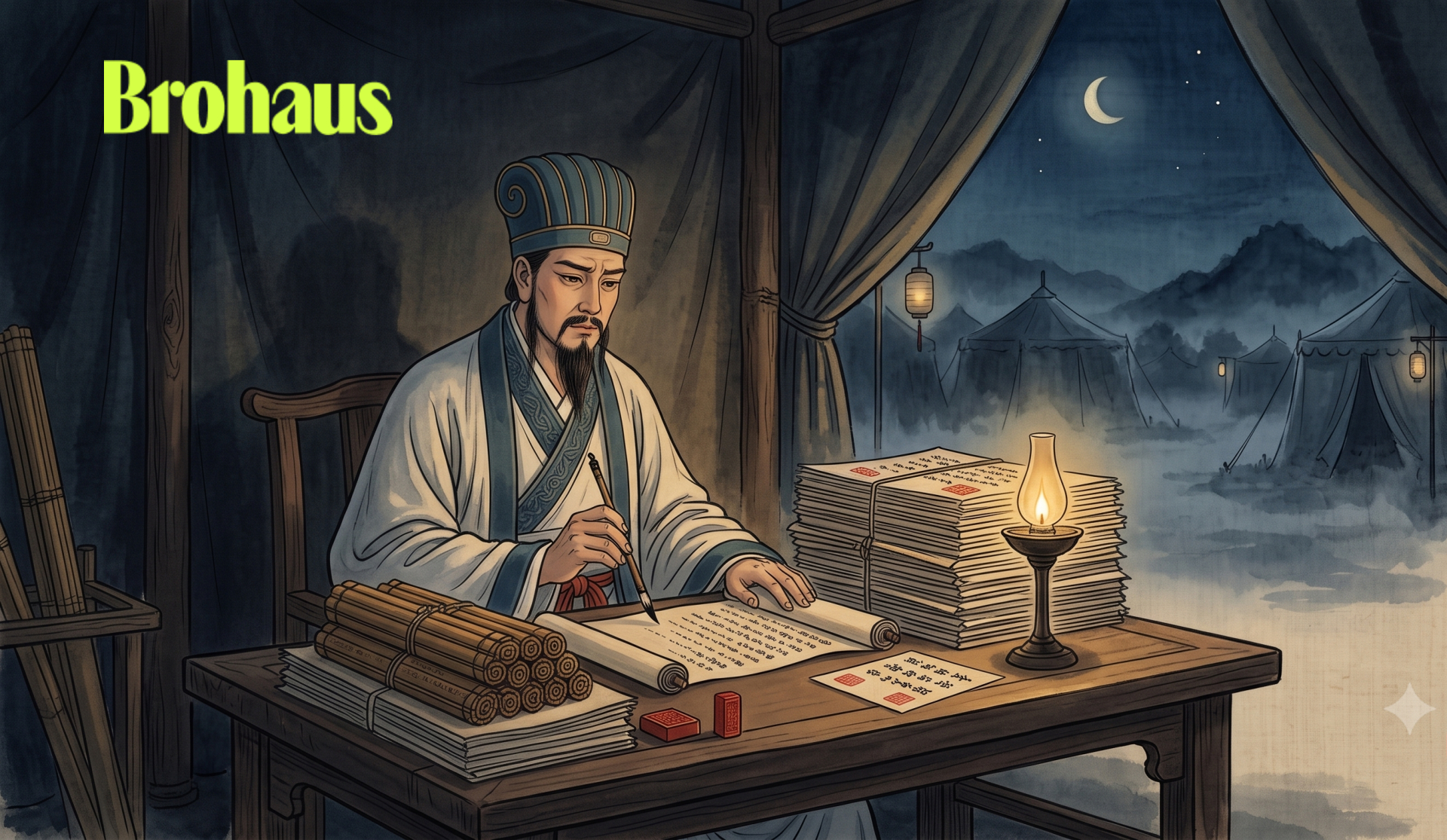 Gia Cát Khổng Minh đã phải lo toan mọi sự, từ những việc nhỏ nhất - Ảnh minh họa bằng AI.