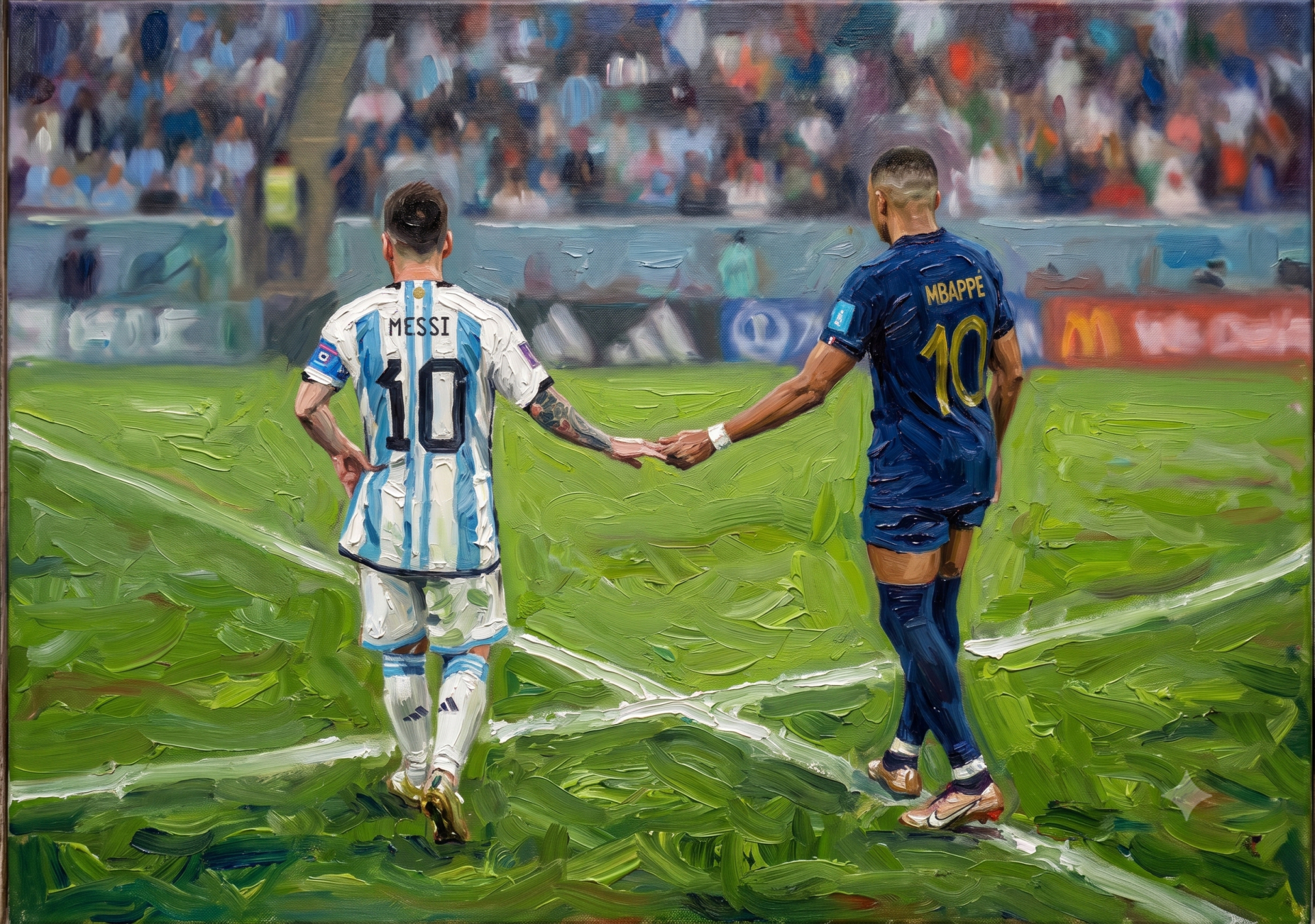 Minh họa một khoảnh khắc đẹp trong trận đấu giữa Argentina và Pháp trong chung kết World Cup 2022 - Hình minh họa: AI.