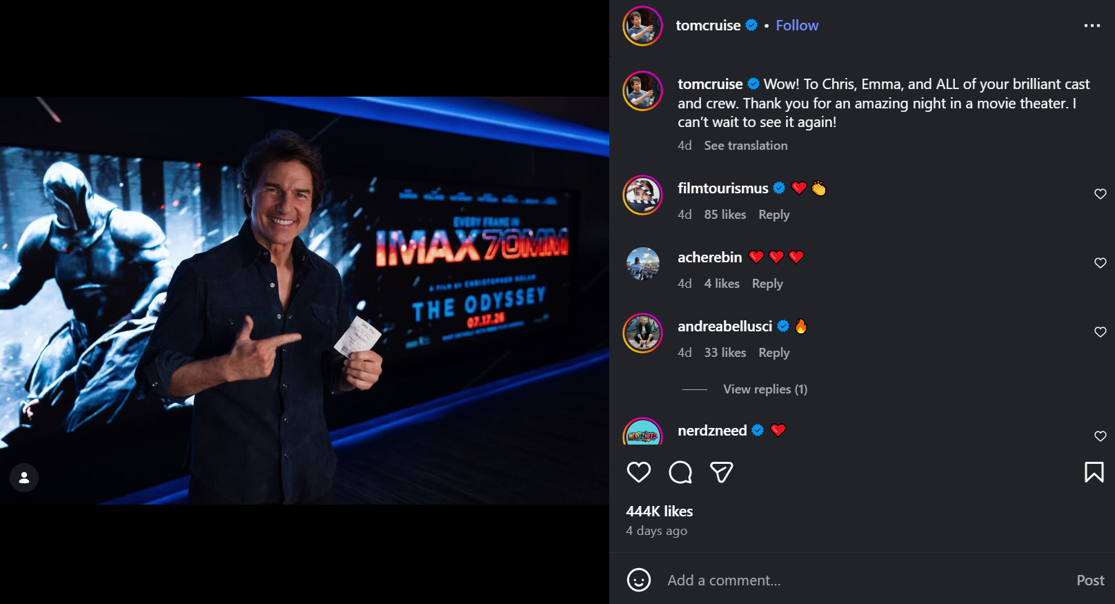Tom Cruise và suất chiếu