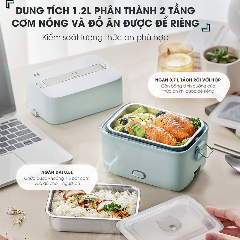 Hộp cơm điện mini 2 tầng Bear RSB-H126PT