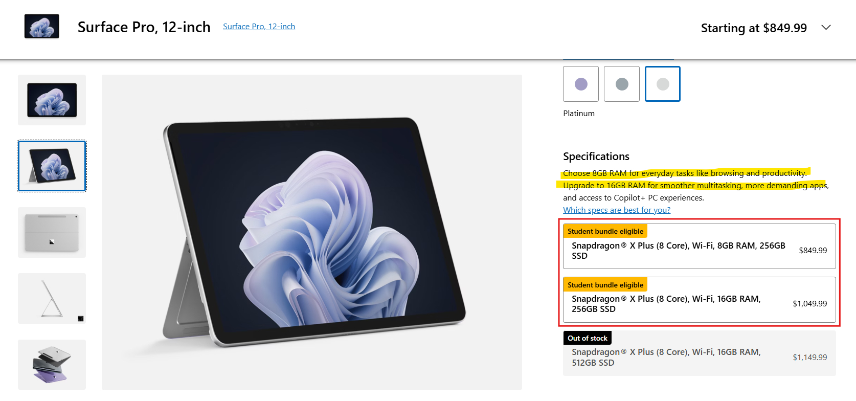 Không chỉ âm thầm xóa bài, Microsoft giờ còn mở bán laptop Surface với 8GB RAM
