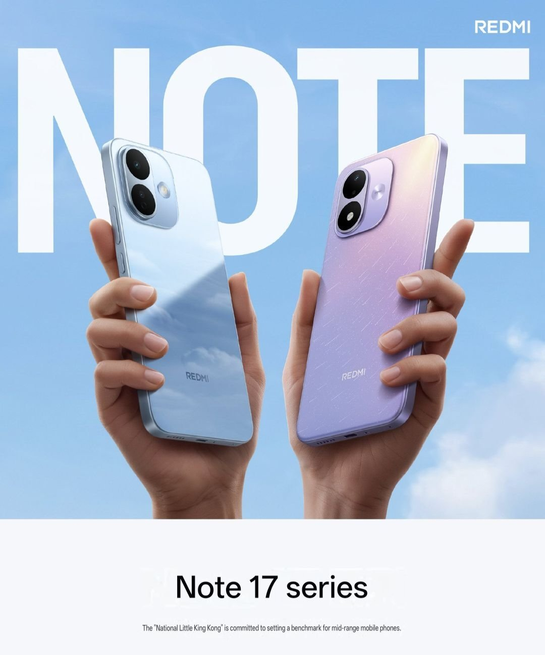 Hai phiên bản tiêu chuẩn của REDMI Note 17 Series trong bộ ảnh sản phẩm do hãng công bố.