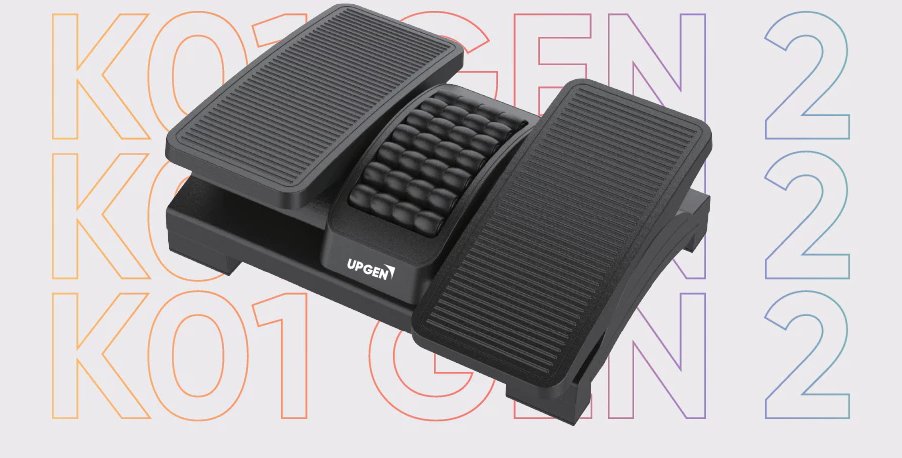 Kê chân công thái học Upgen K01 Gen 2 thiết kế gọn nhẹ, kèm con lăn chân thư giãn, đệm cao su chống trượt.