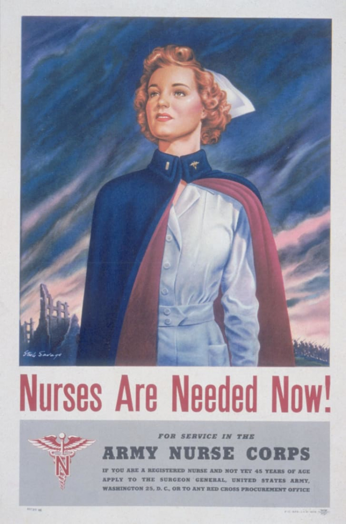 Tấm áp phích tuyển y tá cho quân đội Mỹ từ đầu đến giữa những năm 1940 (Ảnh: Hulton Archive/Hulton Archive/Getty Images).