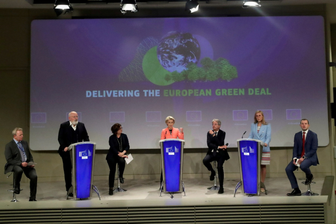 Bà Von der Leyen trong hội thảo chính sách khí hậu mới của EU tại Brussels, Bỉ tháng 7/2021 (Ảnh: internet).