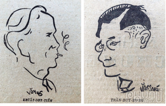 Một số tranh ký họa của Văn Cao trên báo Độc lập 1945.