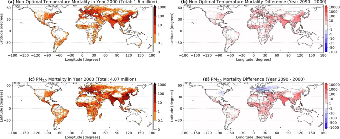 Phân bố không gian của tỷ lệ tử vong hàng năm. Nguồn: Nature Communications (2024).